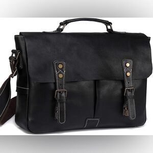 VASCHY Leather Messenger Bag Men Handmade Distressed Leather Satchel Briefcase
